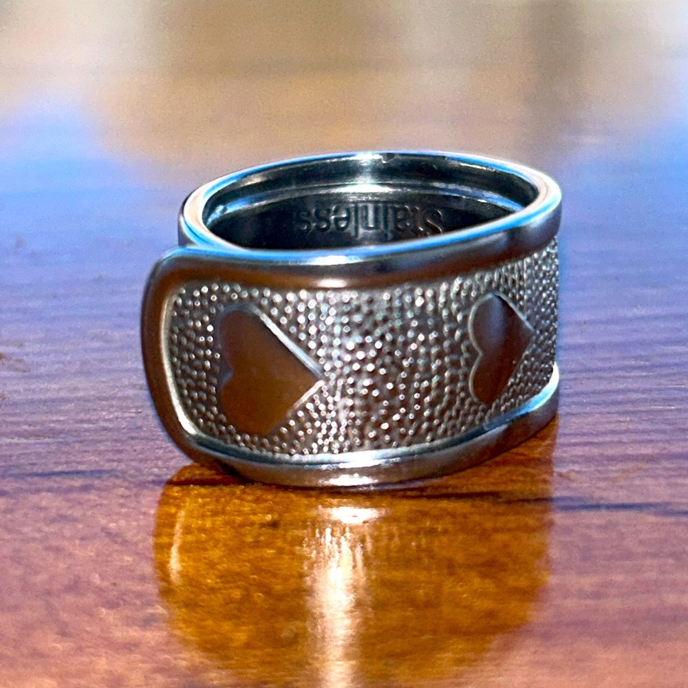One of the kind hand spoon rings with cute heart design